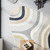 Hand Tufted Irregular Beige Ivory Colorful Wave Pattern Wool 5x7 Area Rug for Living Room, Handmade Organic Amoeba Wavy 6x9 Rug for Bedroom