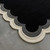 Abstract Ivory Solid Black Scalloped Edge Hand Tufted Wool 5x7 Rugs for Living Room, Modern Wavy Design Custom 5x8 6x9 8x10 9x12 Area Rugs