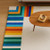 Hand Tufted Ivory Area Rug, Rainbow Striped Border, Modern Playful Rug