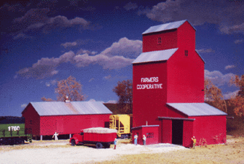 N Scale Cornerstone Farmer's Co-op Rural Grain Elevator KIT