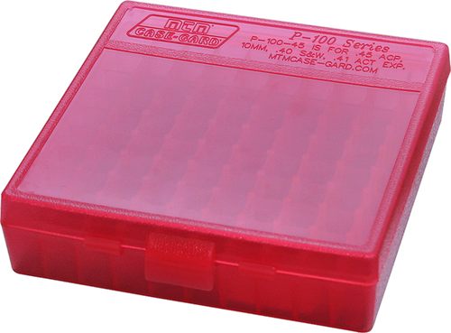 MTM Case-Gard P100929 Multi-Caliber Ammo Box 100 Round Clear Red