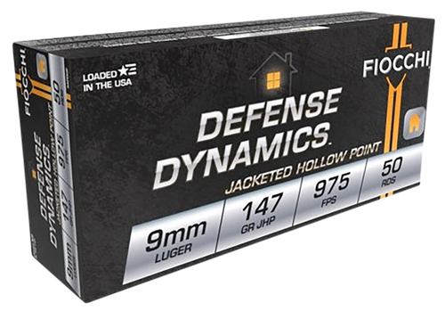 Fiocchi 9APDHP Defense Dynamics 9mm 147gr JHP Ammo 50rd Box