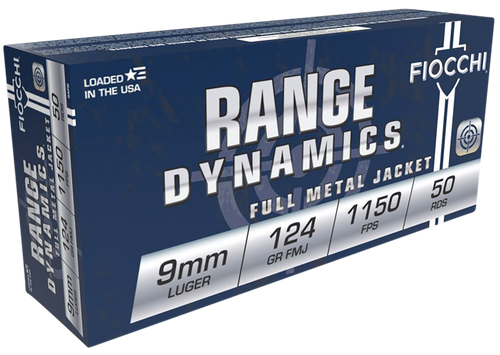 Fiocchi 9APB Range Dynamics 9mm Luger 124gr FMJ Ammo - 50rd Box