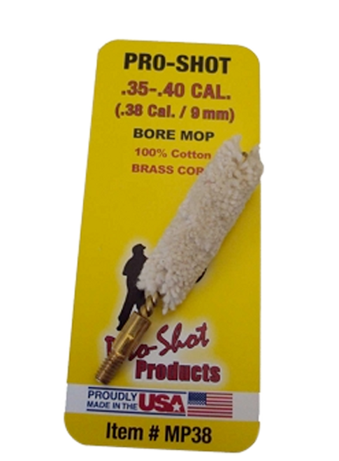 Pro-Shot MP38 Bore Mop .35-.40 Cal #8-32 Thread Cotton Brass Core