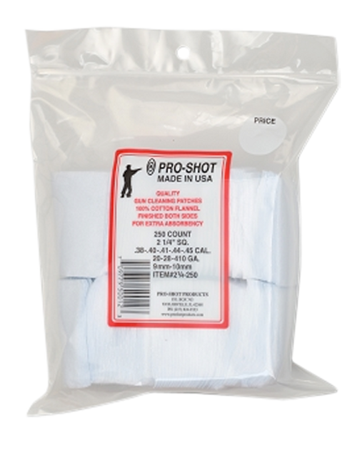 Pro-Shot 214250 Cotton Flannel Cleaning Patches .38-.45 Cal 250ct
