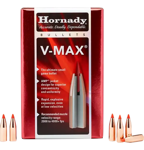 Hornady V-MAX 22 Cal .224 53gr Bullets - 100ct Box (22265)