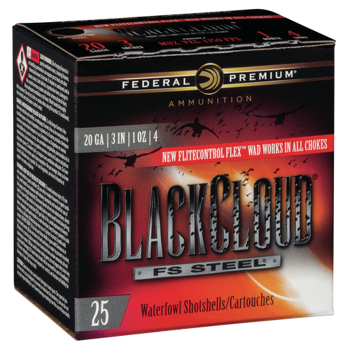 Federal Black Cloud FS 20GA 3" 1oz #4 Shot Waterfowl Ammo 25rd