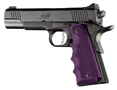 Hogue 45006 OverMolded Grip Cobblestone Purple Rubber with Finger Grooves for 1911 Government                                                                                                           