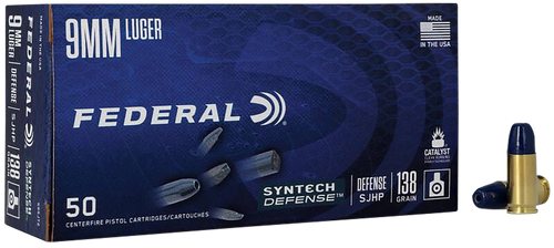 Federal Syntech Defense 9mm 138gr SJHP Ammo - 50 Round Box
