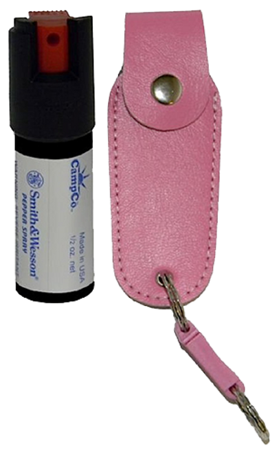 S&W Pepper Spray 1203P Pepper Spray  OC Pepper Range 10 ft 0.50 oz Pink Includes Holster/Keychain                                                                                                       