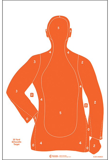 Action Target B21E Orange Qualification Silhouette Targets 23x35