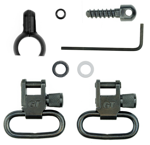 GrovTec US Inc GTSW46 Barrel Band Swivel Set Shotgun 1" Black Steel                                                                                                                                     