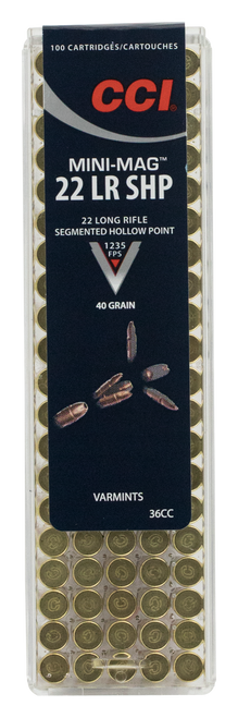 CCI Mini-Mag 22LR 40gr Segmented Hollow Point Ammo - 100 Rounds