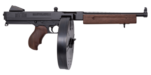 Thompson TA5100D 1927A-1 Lightweight Deluxe 45 ACP Caliber with 10.50" Barrel, 100rd Capacity (Drum), Black Hard Coat Anodized Metal Finish, American Walnut Grip Right Hand                            