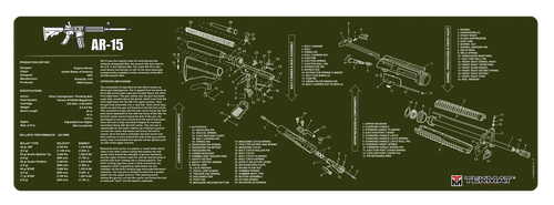TekMat TEKR36AR15OD AR-15 Cleaning Mat 12x36 Parts Diagram OD Green