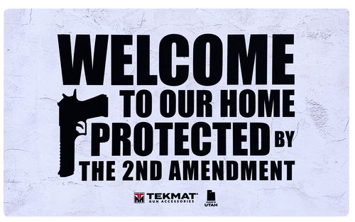 TekMat TEK422AMENDMENT 2nd Amendment Door Mat White/Black Rubber 42" Long "Welcome To Our Home Protected By The 2nd Amendment"                                                                          