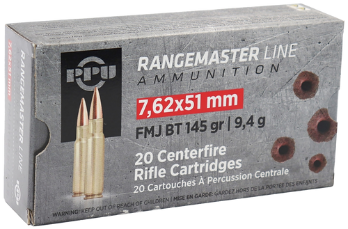PPU PPRM762 7.62x51mm NATO 145gr FMJ-BT Ammunition 20rd Box