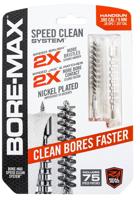 Real Avid Bore-Max Speed Clean 9mm Pistol Upgrade Set Nickel Bristles