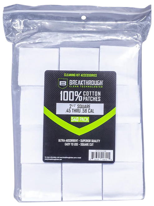 Breakthrough Clean BTCPS212540 Square Patches .45/.54 Cal 540 Count