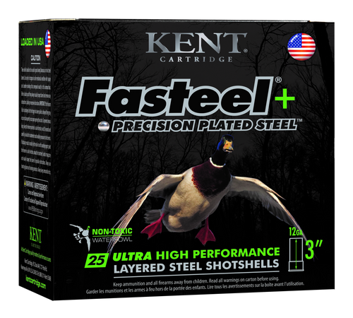 Kent Fasteel+ 12 Gauge 3" 1-1/4oz #2/#4 Steel Shot Waterfowl Ammo