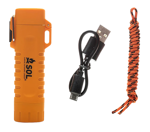 SOL Fire Lite Fuel-Free USB Rechargeable Lighter Orange w/ Lanyard