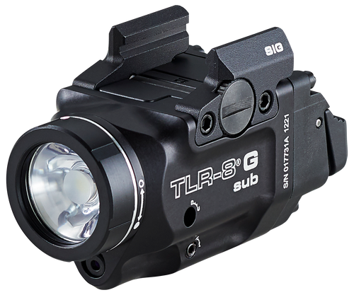 Streamlight 69437 TLR-8 w/Laser Black Anodized, Green Laser 5.0 mW/500 Lumens Output 510-530nm Wavelength, Fits Sig Sauer P365/P365XL                                                                   