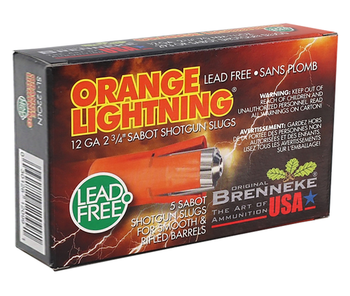 Brenneke Orange Lightning 12GA 2.75" 2/3oz Slug Ammo - 5 Rounds
