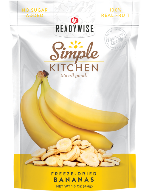 ReadyWise SK05007 Simple Kitchen Freeze Dried Fruit Bananas 1 Serving Pouch 6 Per Case                                                                                                                  