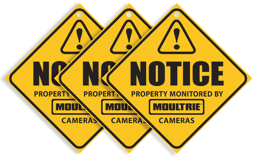 Moultrie MCA13133 Camera Surveillance Warning Signs Yellow 3-Pack