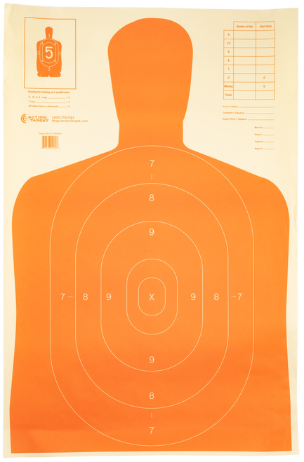 Action Target B27EORANGE Economy Silhouette Paper Target 23x35 100pk