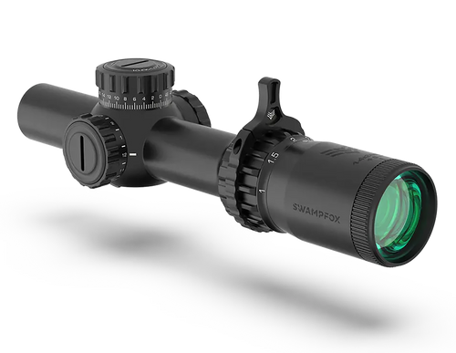 Swampfox Tomahawk II 1-4x24mm Rifle Scope Red Fiber Optic Reticle