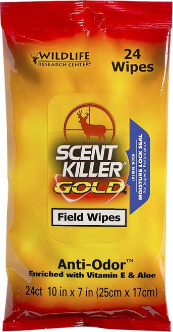 Wildlife Research Scent Killer Gold Field Wipes 24 Pack Odor Eliminator