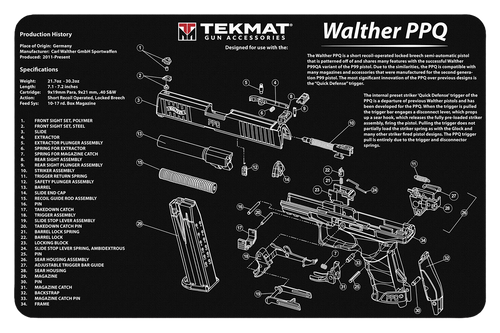 TekMat TEKR17WALPPQ Walther PPQ Gun Cleaning Mat 11x17 Black