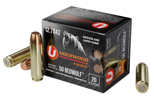 Underwood Ammo .50 Beowulf 350gr FMJ - 20 Rounds Per Box