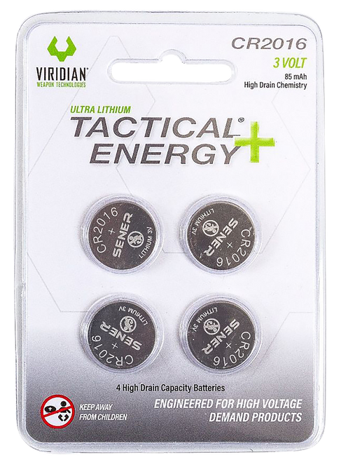 Viridian CR2016 Lithium Battery 3V 85mAh Tactical Energy 4-Pack