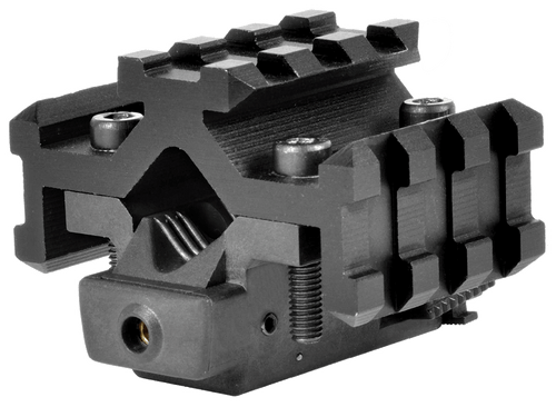 NcStar ATRLS Tri-Rail Universal Barrel Mount  Black Anodized Red Laser                                                                                                                                  