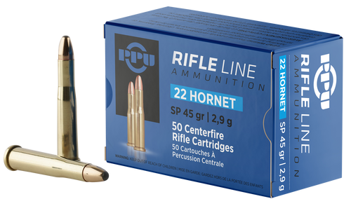 PPU PP22H 22 Hornet 45gr Soft Point Ammunition - 50 Round Box