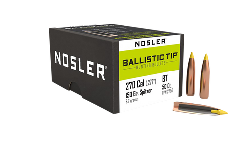 Nosler Ballistic Tip 270 Cal 150gr Spitzer Bullets 50/Box 27150