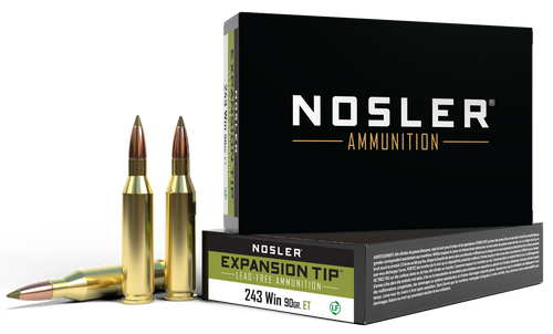 Nosler E-Tip 243 Win 90gr Lead-Free Hunting Ammunition - 20 Rounds