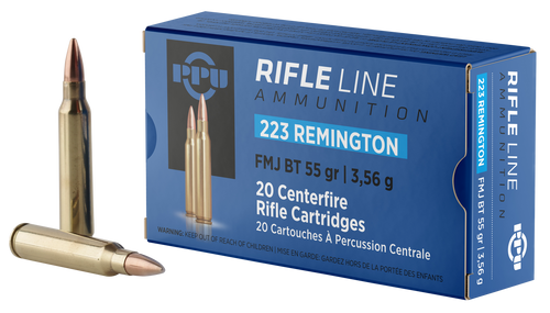 PPU PP223F1 223 Remington 55gr FMJ BT Ammo - 20 Round Box