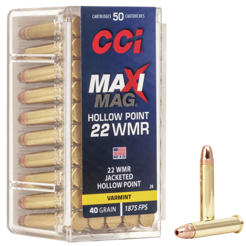 CCI 0024 Maxi-Mag 22WMR 40gr JHP Rimfire Ammunition 50 Rounds