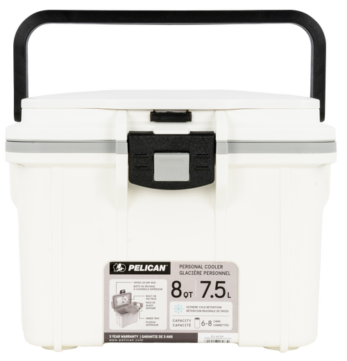 Pelican Elite 8QT Cooler White/Gray - Premium Ice Retention
