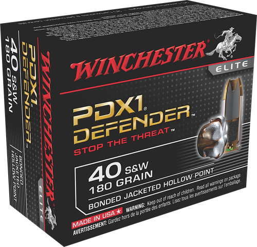 Winchester Defender 40 S&W 180gr Bonded JHP Ammo - 20 Rounds