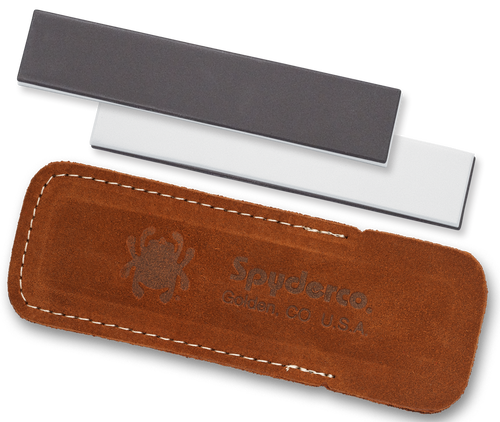 Spyderco 303MF Double Stuff Sharpening Stone Ceramic Stone Sharpener Medium/Fine Black/White                                                                                                            