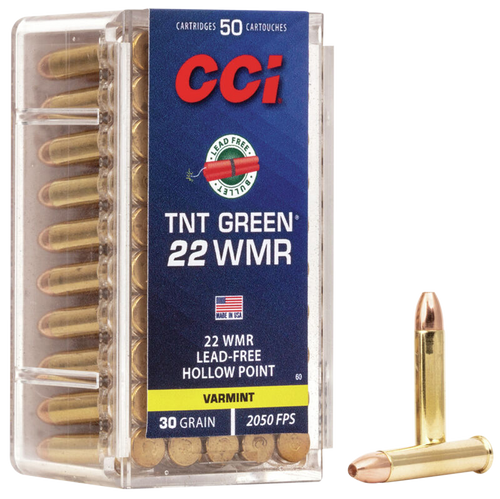 CCI TNT Green 22 WMR 30gr Hollow Point Ammo - 50 Rounds