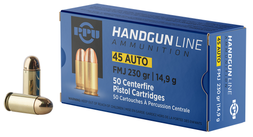 PPU PPH45F 45 ACP 230gr FMJ Ammunition - 50 Round Box