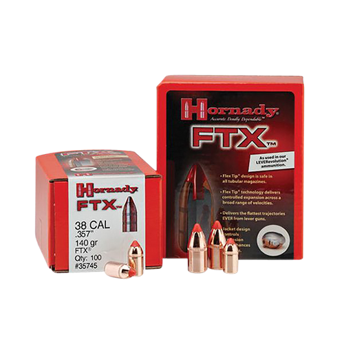 Hornady FTX 38 Cal .357 140gr Flex Tip Bullets - 100ct Box