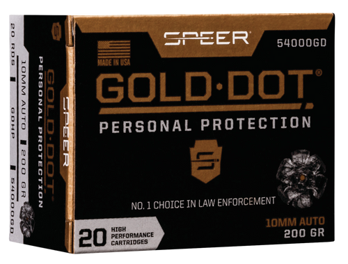 Speer Gold Dot 10mm Auto 200gr HP Personal Protection Ammo 20rd