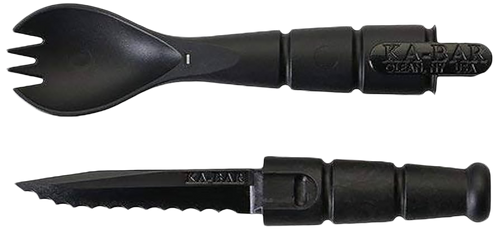 Ka-Bar 9909 Spork/Knife  Black Creamid 2.50" Serrated 6.88" Long                                                                                                                                        