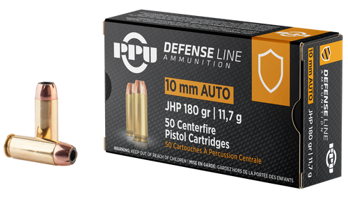 PPU PPD10 Defense 10mm Auto 180gr JHP Ammo - 50 Rounds
